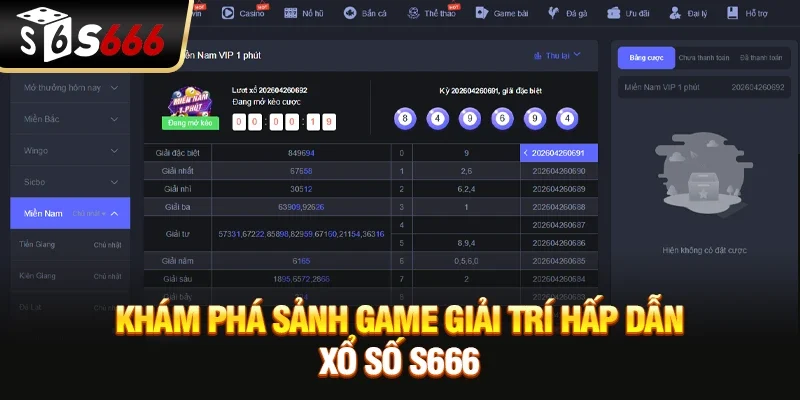 Khám phá sảnh game giải trí hấp dẫn xổ số S666